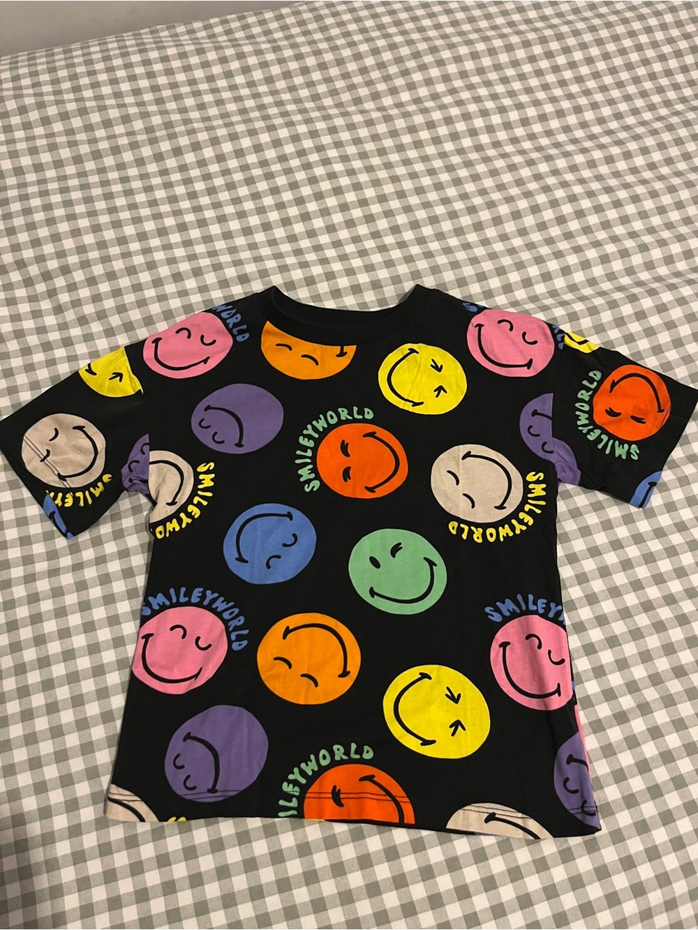 H&M Black Smiley World Multicolor Graphic Tee